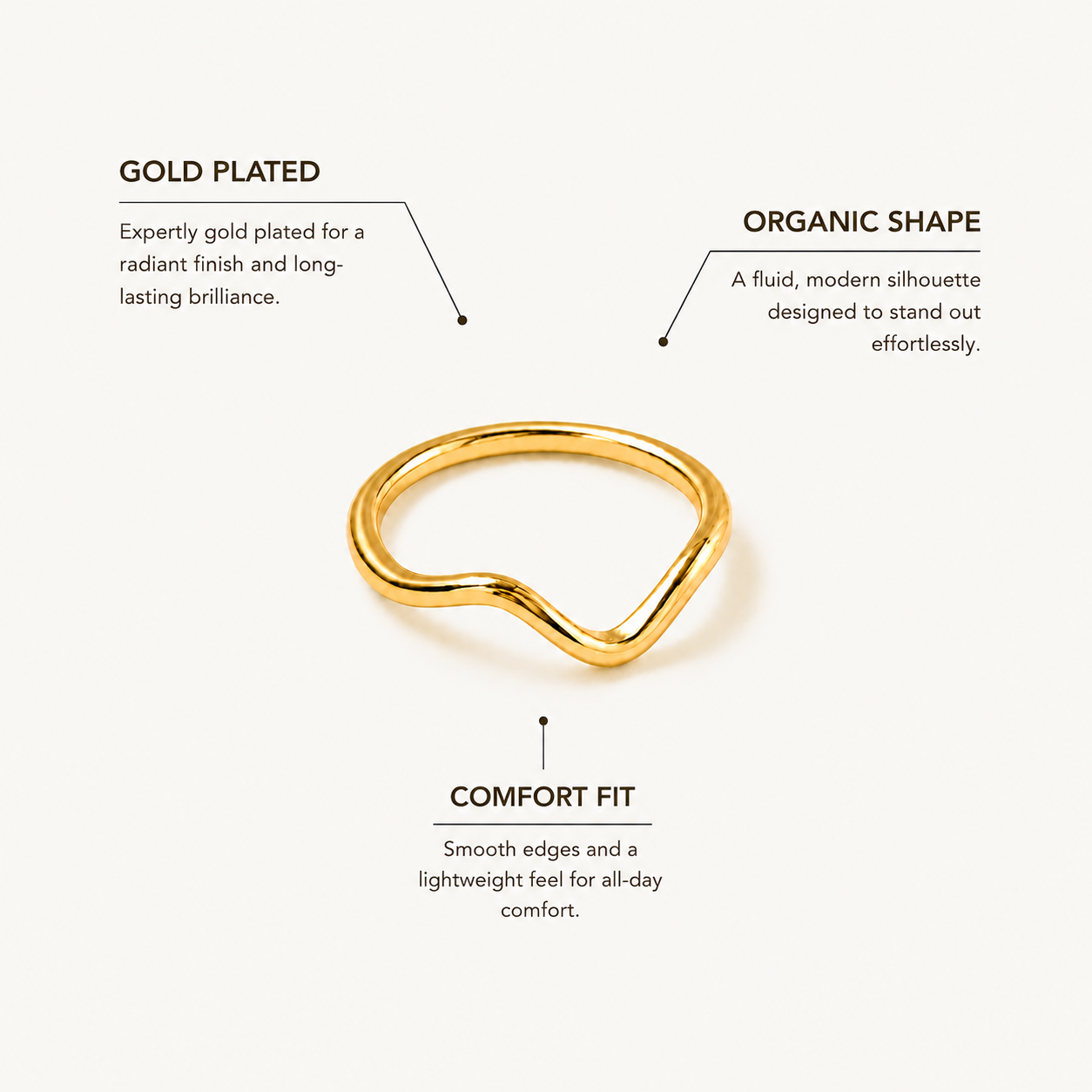 Gold Wave Stacking Ring