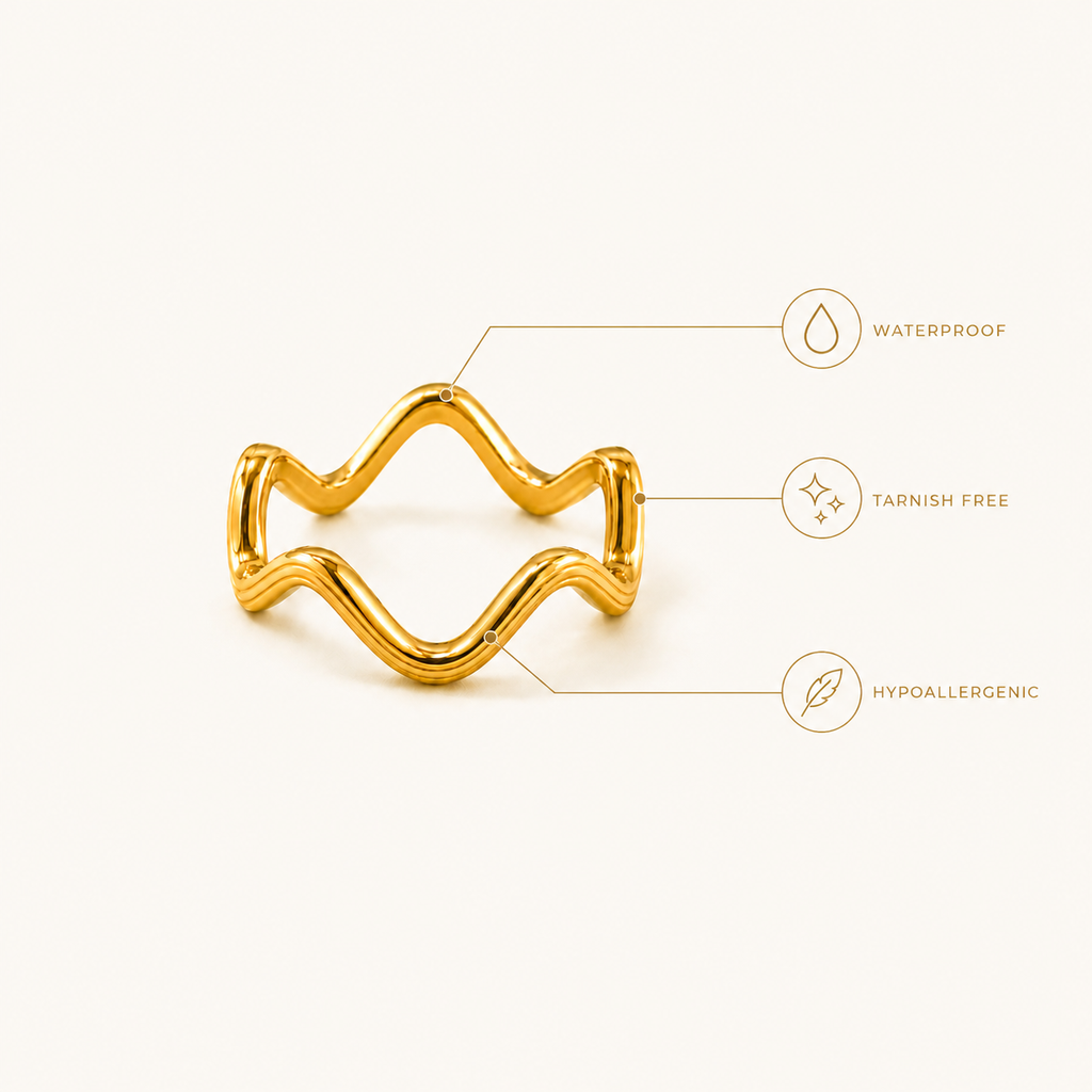 Gold Double Wave Ring