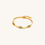 Gold Turquoise Baguette Chain Bracelet