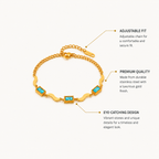 Gold Turquoise Baguette Chain Bracelet