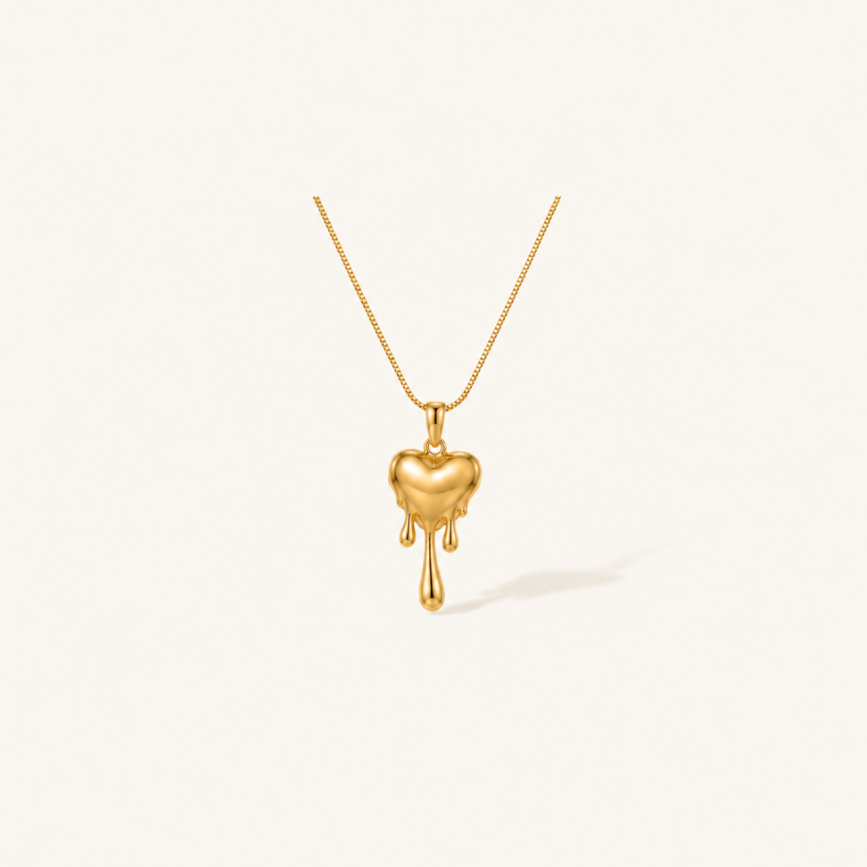 Gold Melting Heart Necklace